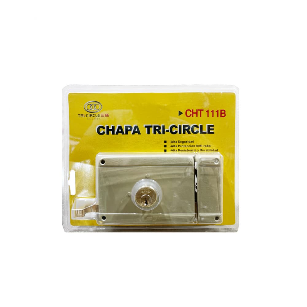 Cerradura de sobreponer de acero con cilindro en bronce TRI-CIRCLE - Miniatura 3