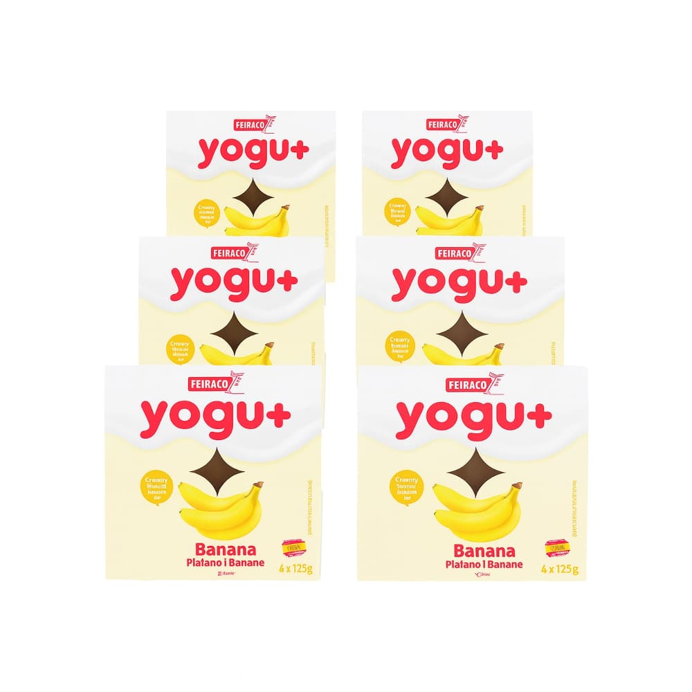 Yogurt de Plátano  yogu+ Feiraco (24 x 125 g / 4.4 oz) - Imagen 1