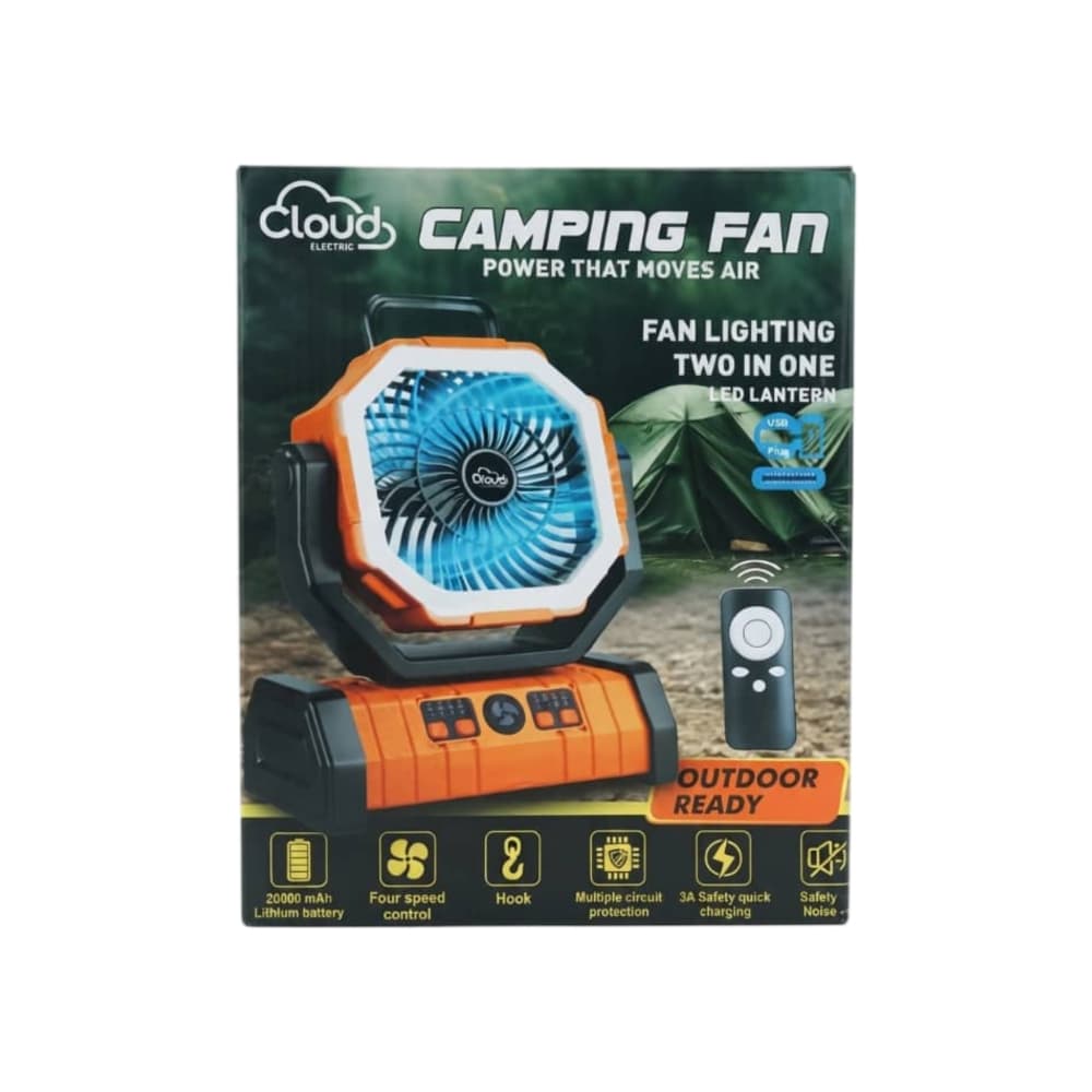 Ventilador recargable con luz LED color naranja Cloud F6 CEPFWS-B - Miniatura 3