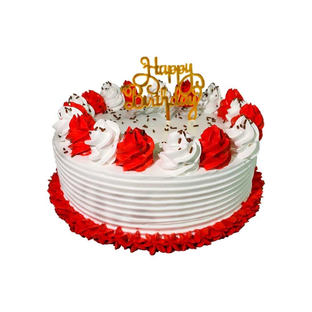 Cake de nata con puchas blancas y rojas MCH Panadería (10 comensales) - Imagen 1