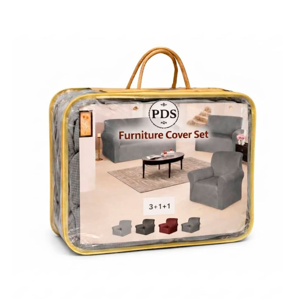 Juego de fundas de tres piezas gris claro para muebles PDS - Miniatura 1