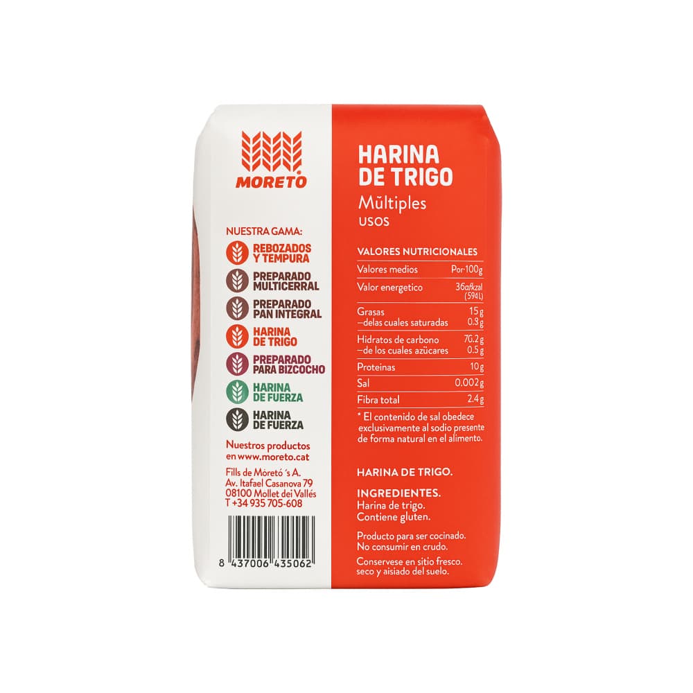 Harina de trigo para múltiples usos Moretó (1 kg / 2.2 lb) - Miniatura 2