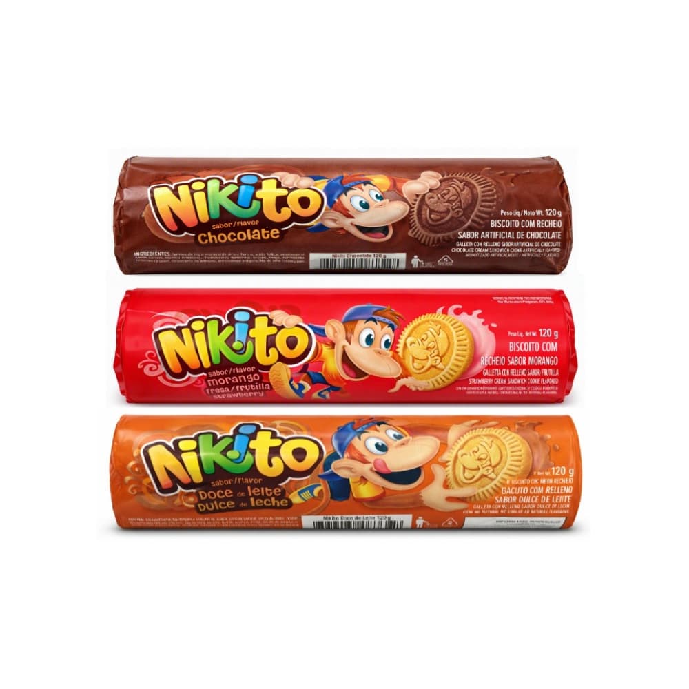 Combo de galletas dulces con crema sabor a dulce de leche, fresa y chocolate Nikito (120 g / 4.23 oz) - Miniatura 1