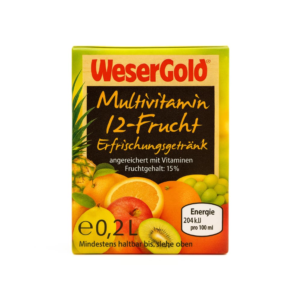Bebida multivitamínica con 12 frutas WeserGold (200 ml) - Imagen 1