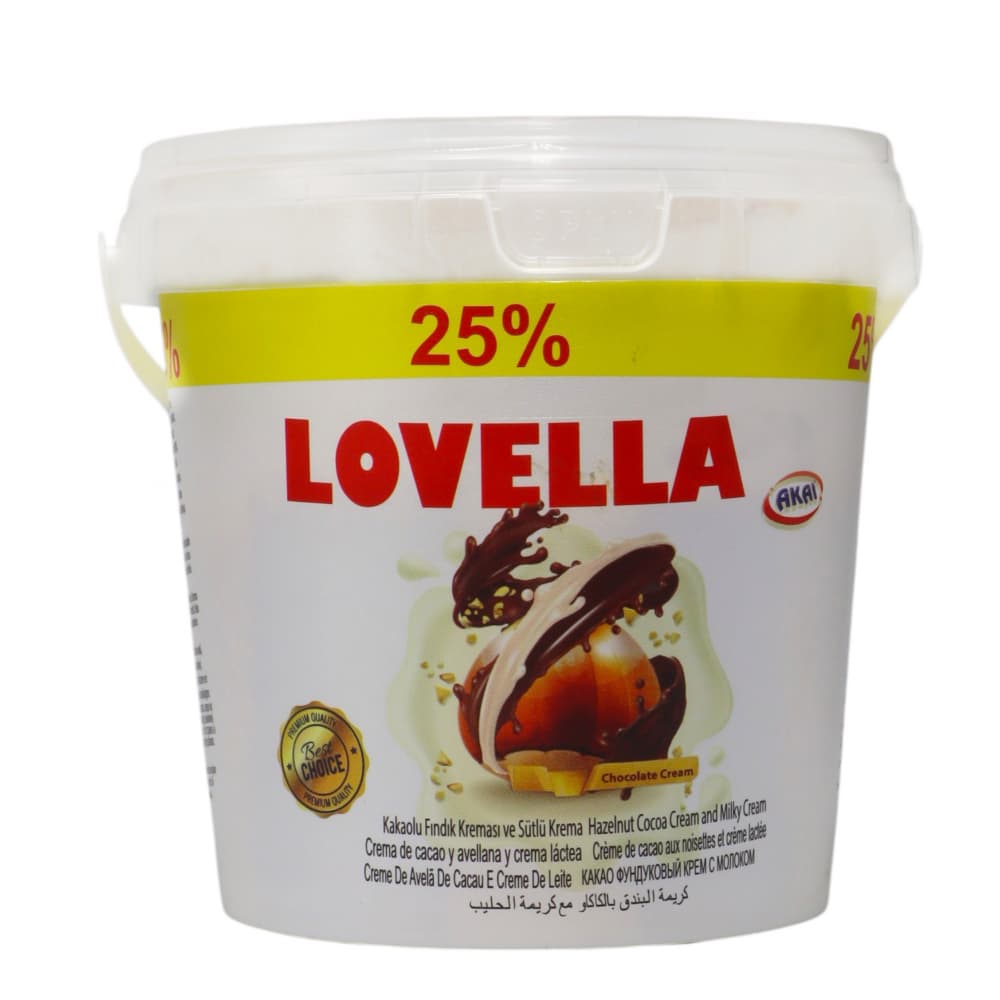 Crema de cacao y avellana y crema láctea Lovella (350 g / 8.82 oz) - Imagen 1