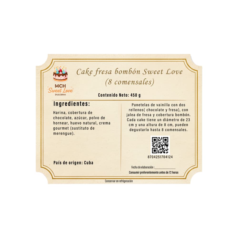 Cake fresa bombón Sweet Love MCH Panadería (8 comensales) - Miniatura 3