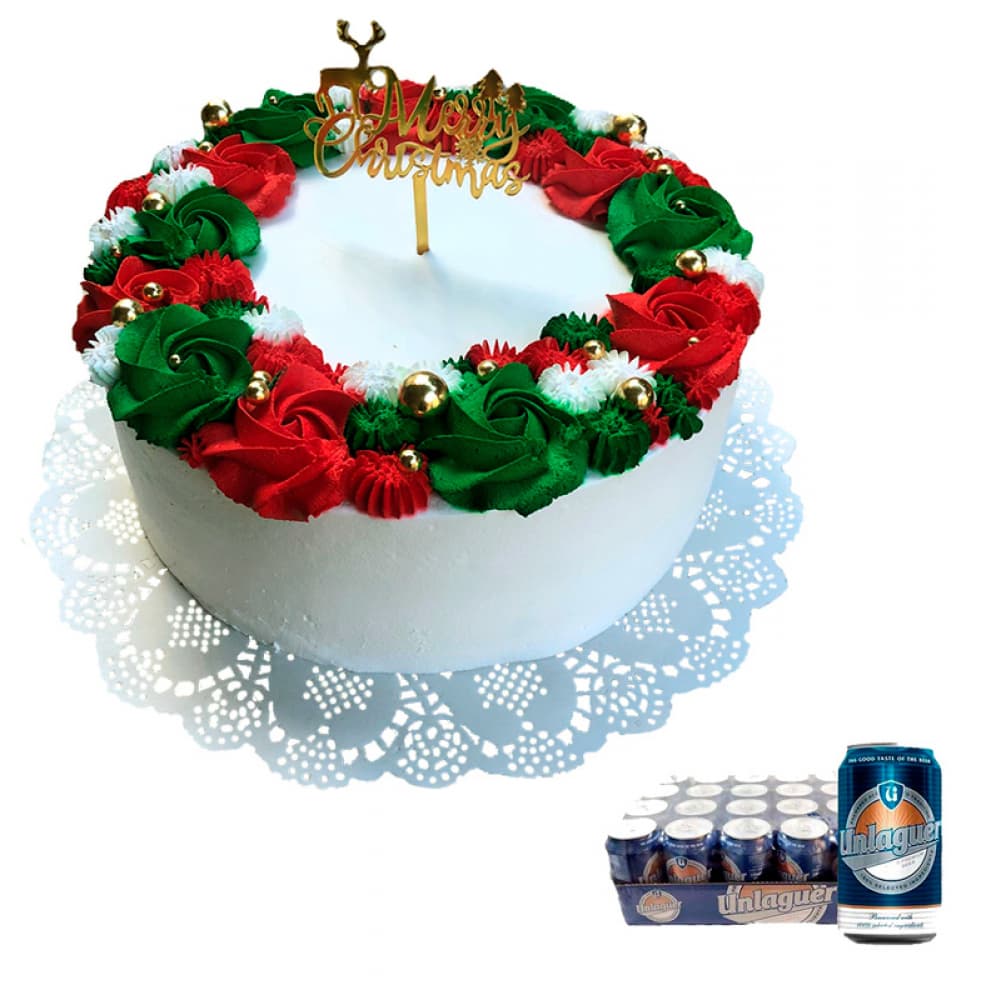 Cake Merry Cristmas + Cerveza Unlaguer - Imagen 1