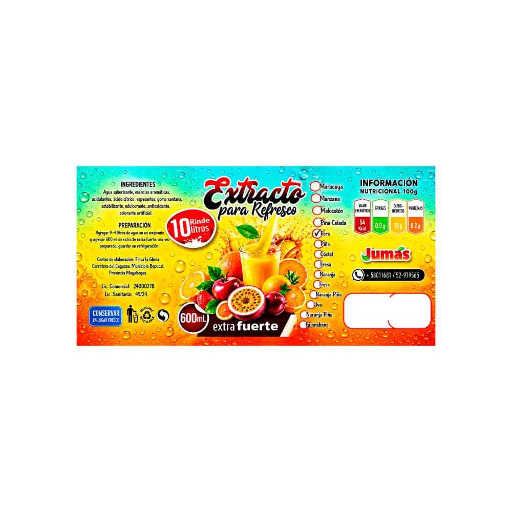 Extracto para refresco sabor a pera Jumás (600 ml) - Miniatura 2