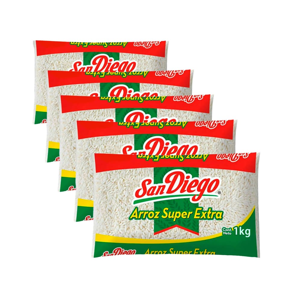 Arroz super extra San Diego (5 x 1 kg / 2.2 lb) - Imagen 1
