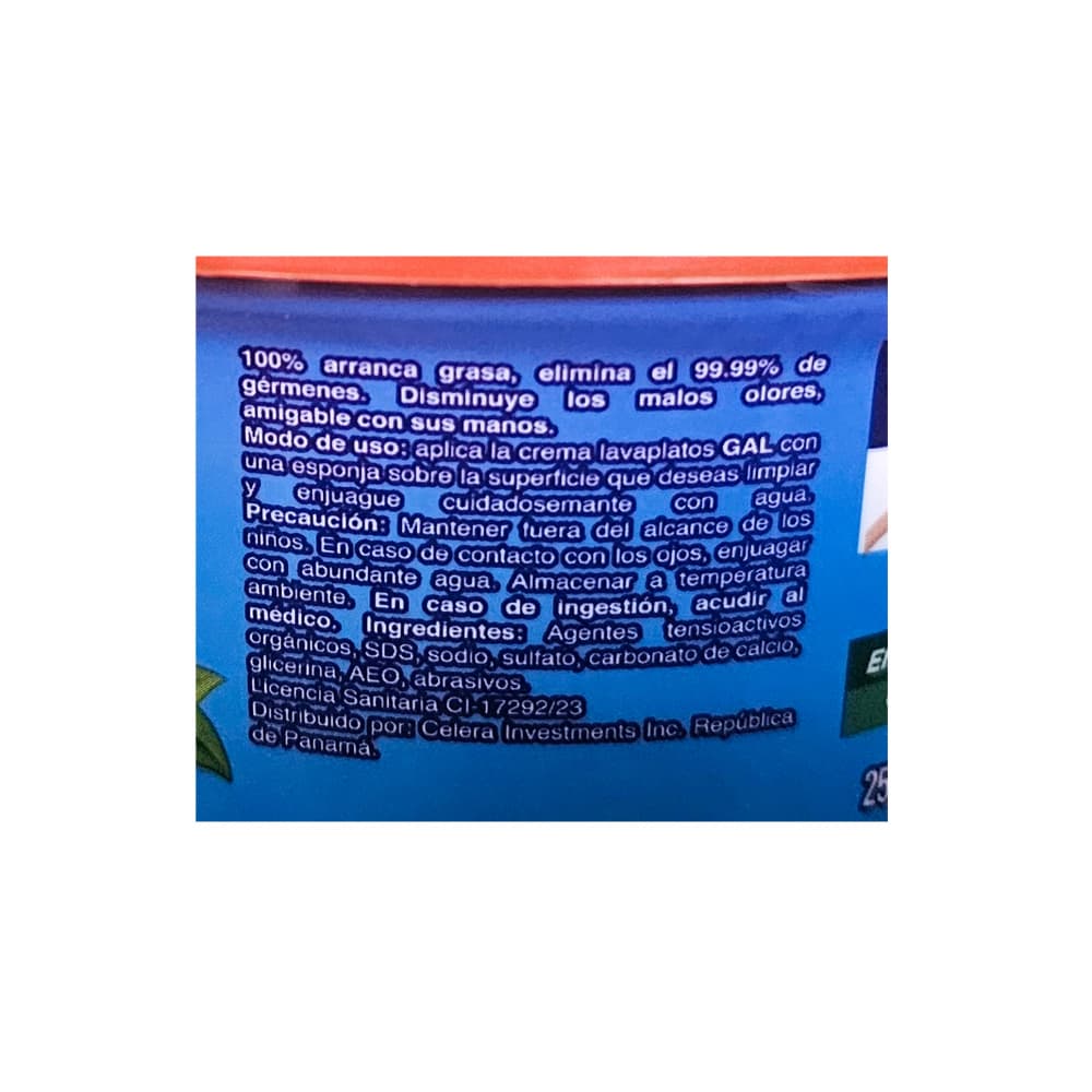 Crema Lavaplatos arranca grasas de Naranja Gal (250 g / 8.82 oz) - Miniatura 3