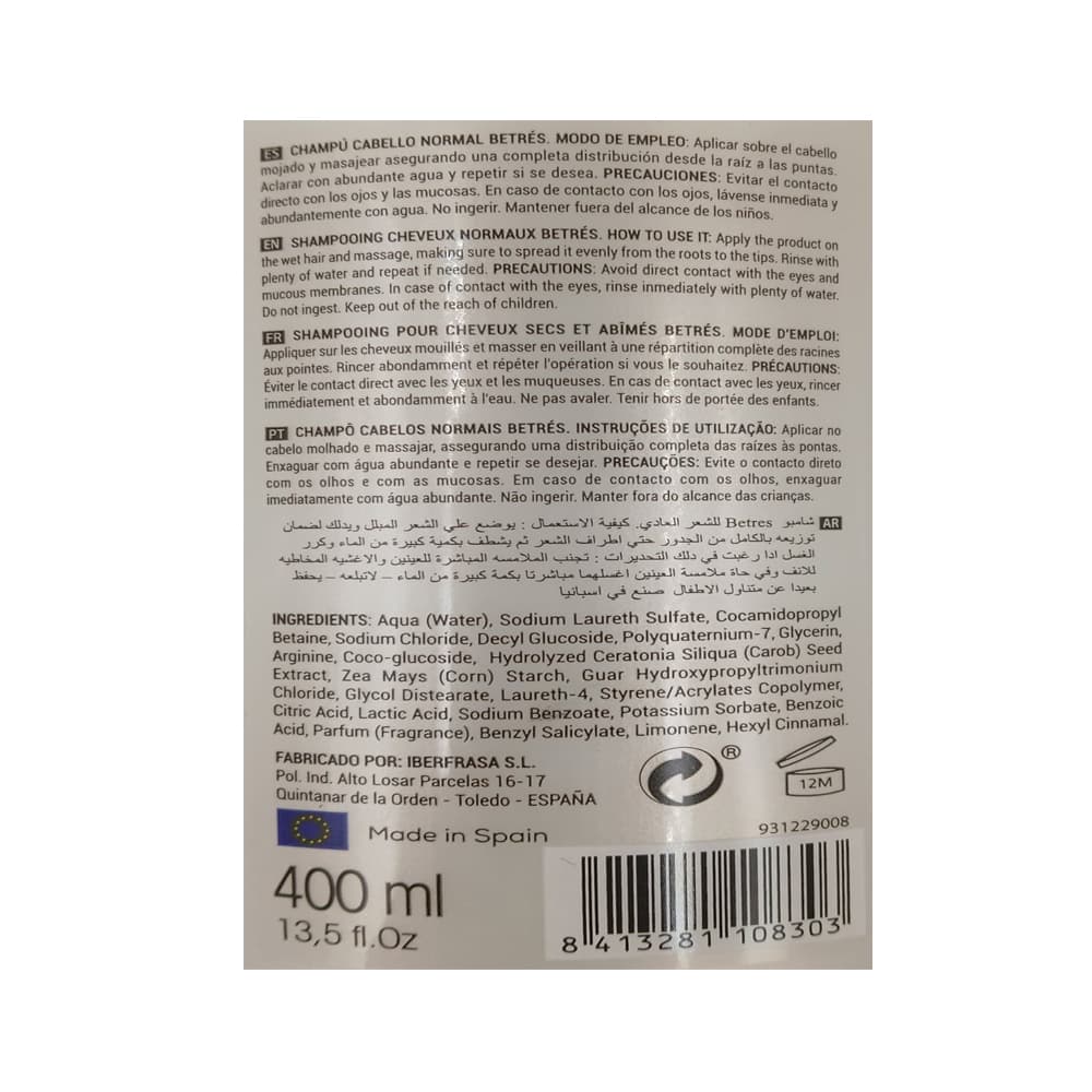Champú cabello normal Betrés 400 ml - Miniatura 2
