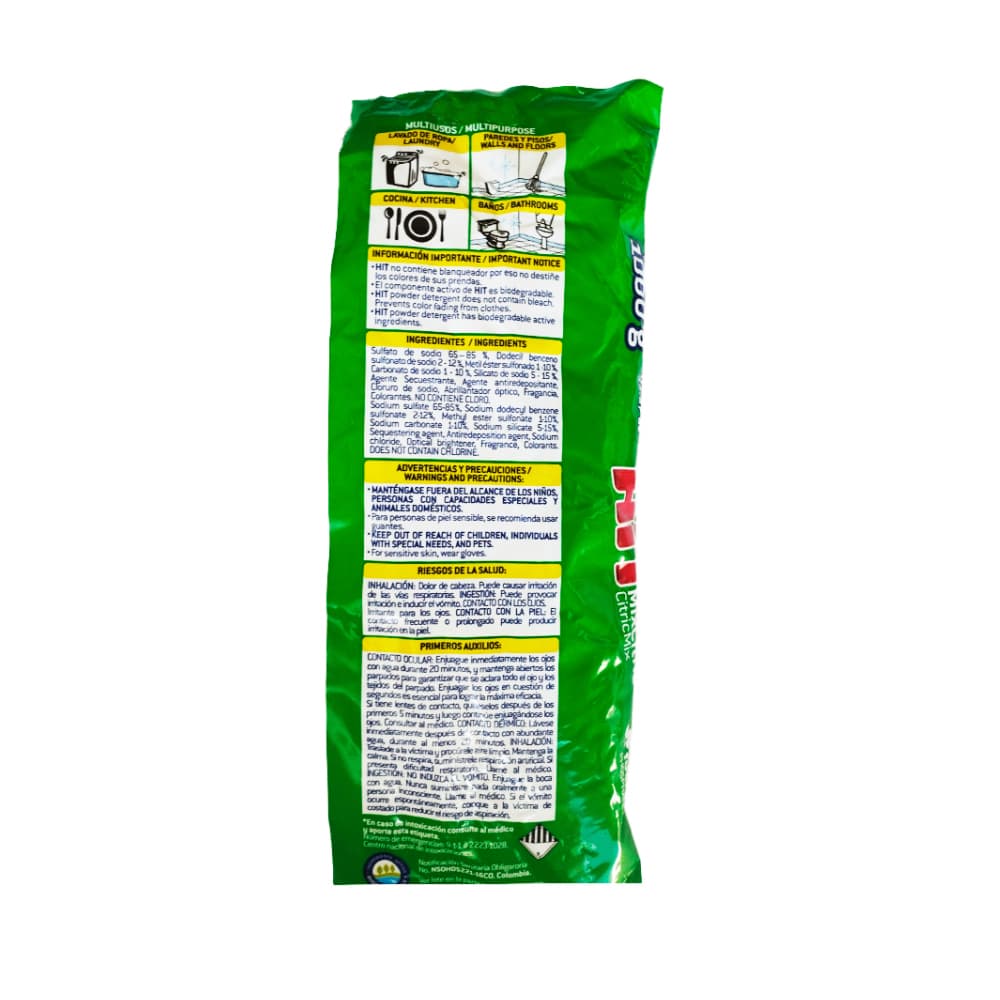 Detergente en polvo con aroma mixto de cítricos Hit (1 kg / 2.2 lb) - Miniatura 2