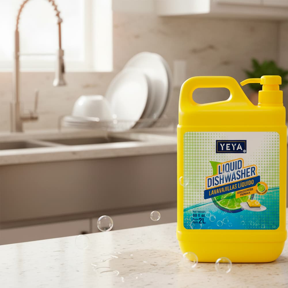 Lavavajillas líquido con aroma a limón fórmula concentrada YEYA (4 x 2 L) - Miniatura 2