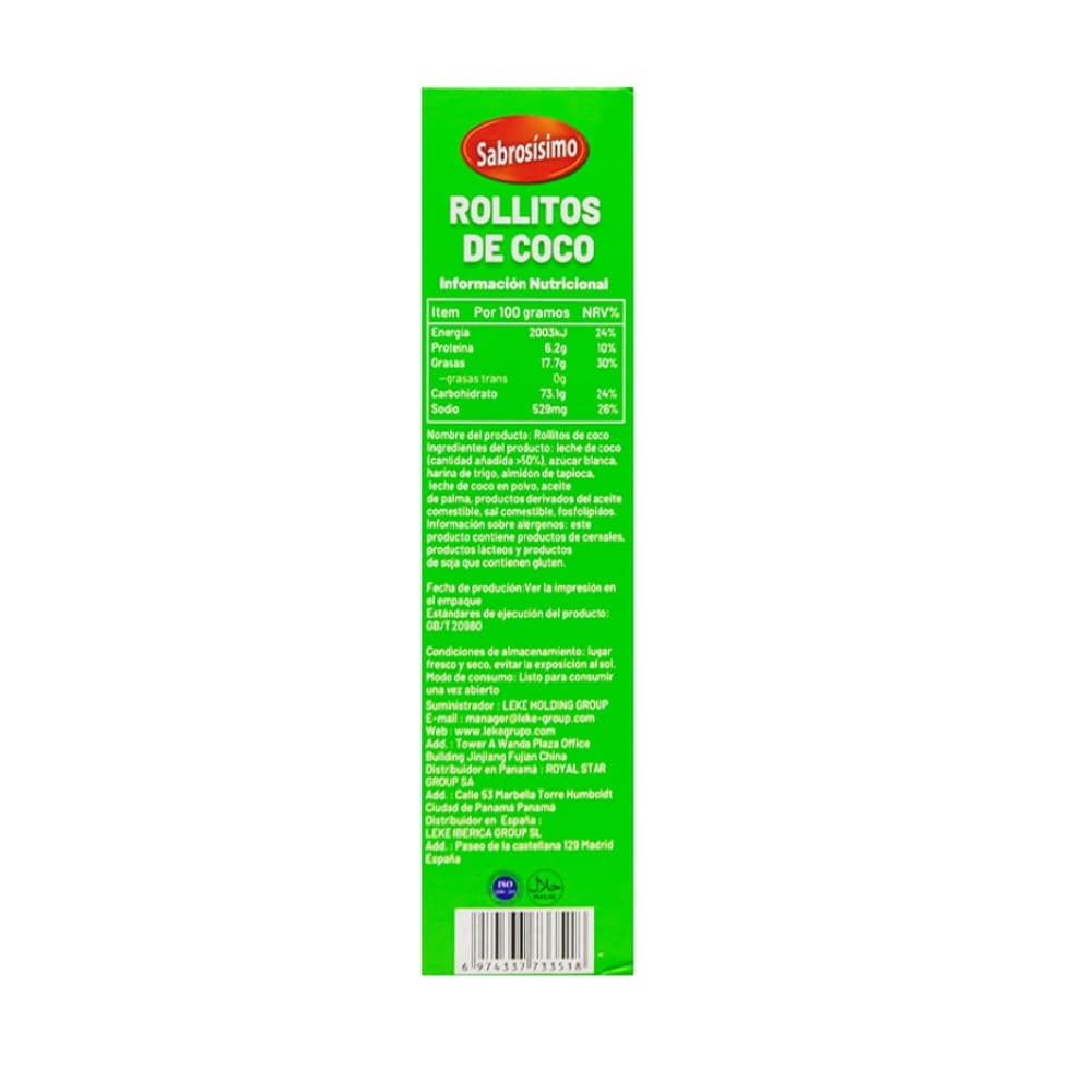 Rollitos de coco Sabrosísimo (120 g / 4.23 oz) - Miniatura 5