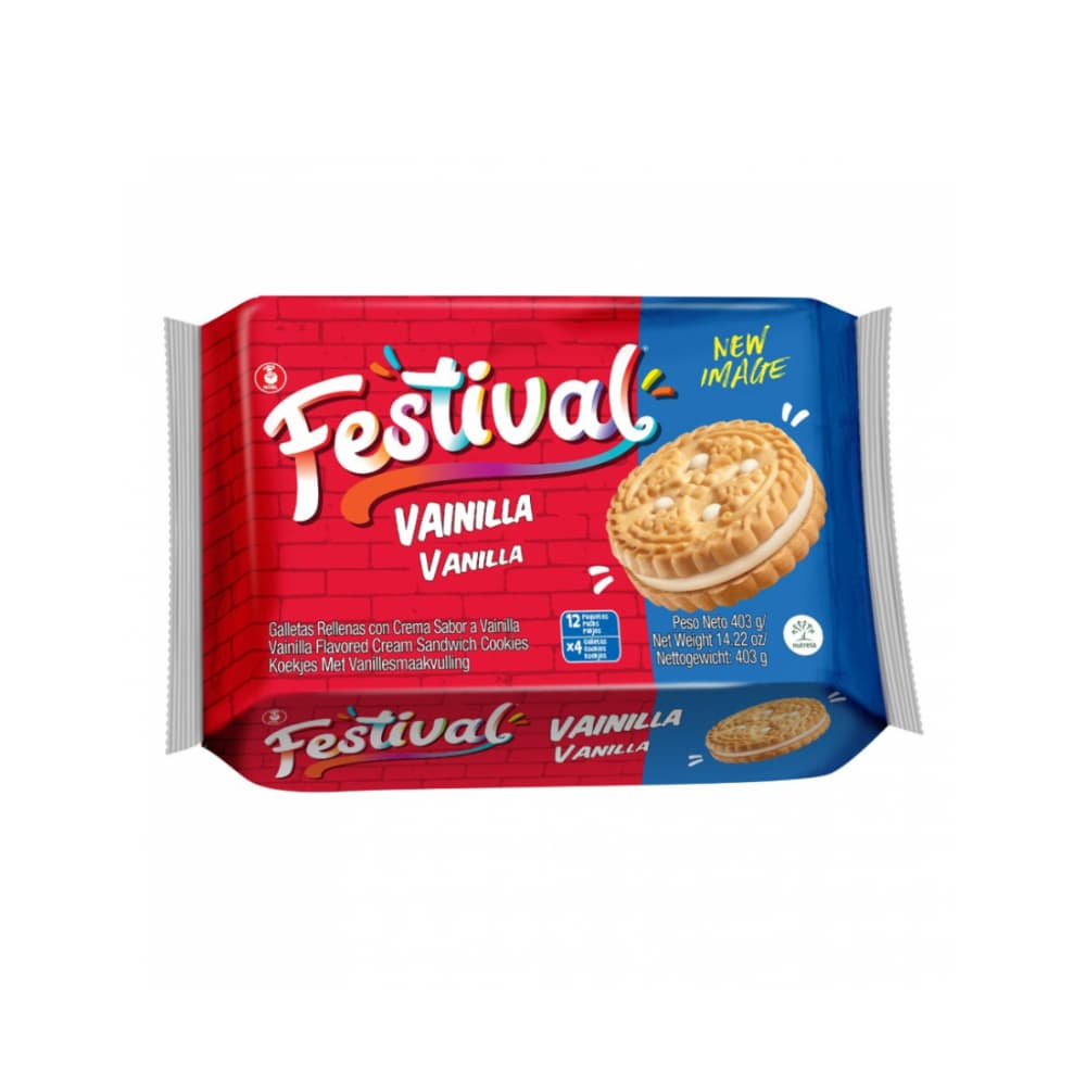 Galletas dulces rellenas con crema sabor a vainilla Festival (403 g / 14.2 oz) - Imagen 1