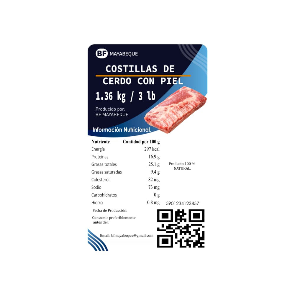 Costillas de cerdo con piel BF Mayabeque (1.36 kg / 3 lb) - Miniatura 4
