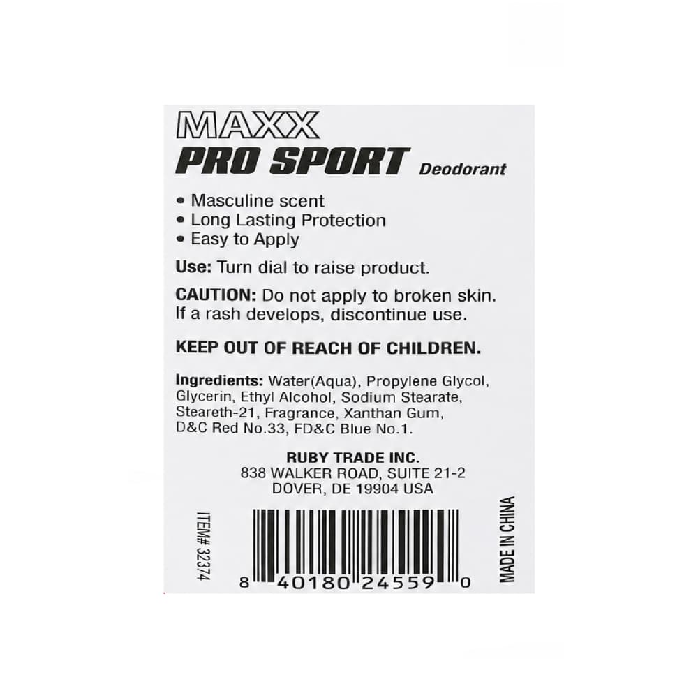 Desodorante en barra transparente Pro Sport Maxx (64 g / 2.25 oz) - Miniatura 3