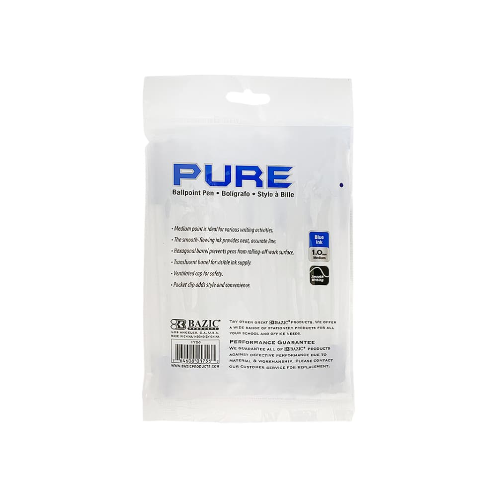 Paquete de bolígrafos de color azul Bazic (12 U) - Miniatura 2