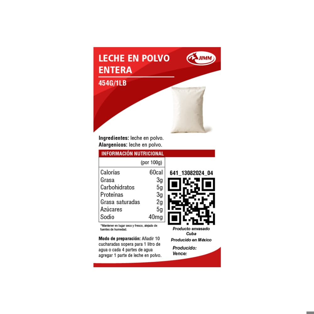 Leche en polvo entera Jimm (454 g / 1 lb) - Miniatura 2