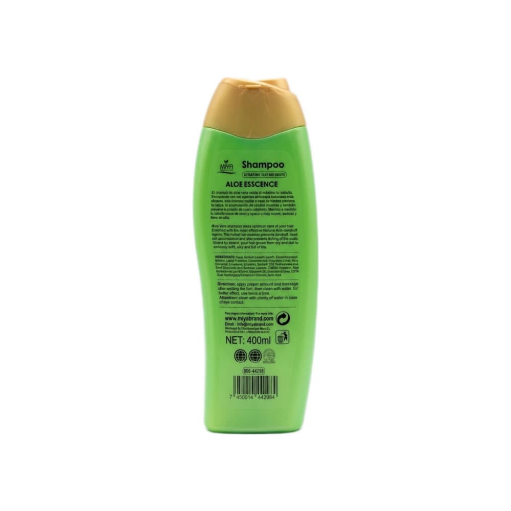 Champú + acondicionador cuidado profesional 2 en 1 keratina refrescante y humectante aloe vera MIYA (400 ml) - Miniatura 2