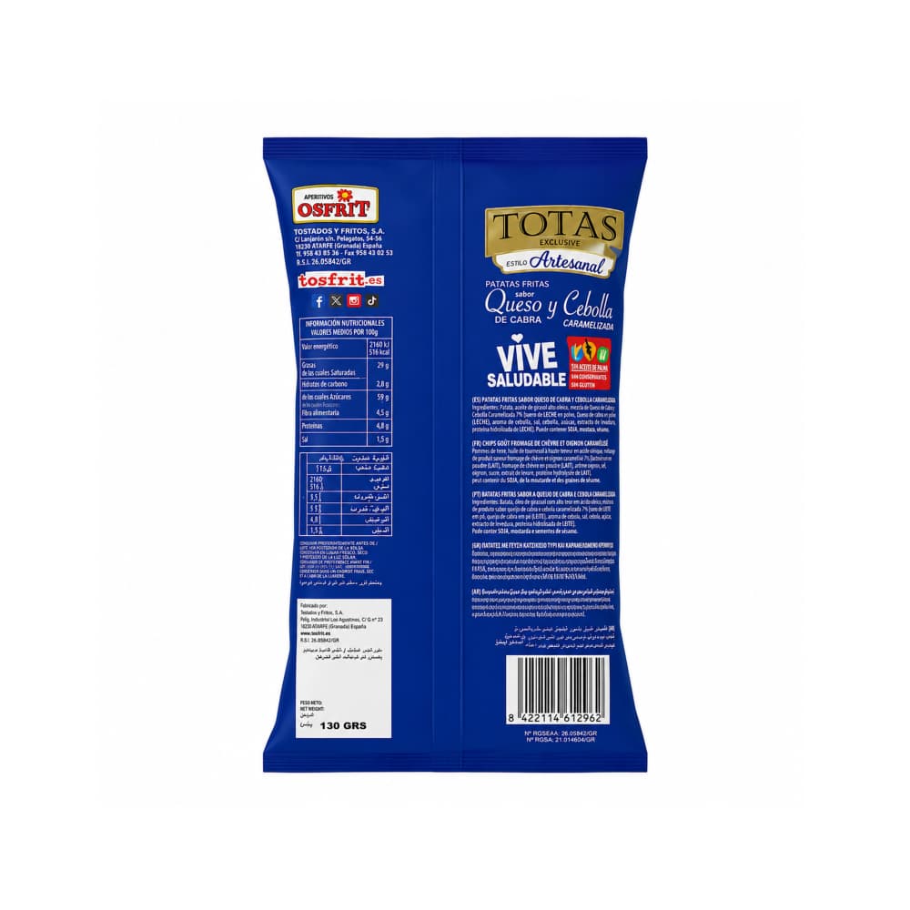 Patatas fritas sabor queso de cabra y cebolla caramelizada Totas Gourmet (130 g / 4.58 oz) - Miniatura 2