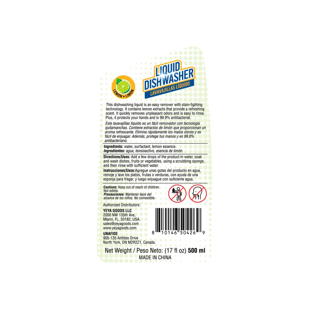 Lavavajillas líquido con aroma a limón fórmula concentrada Yeya (24 x 500 ml) - Miniatura 2