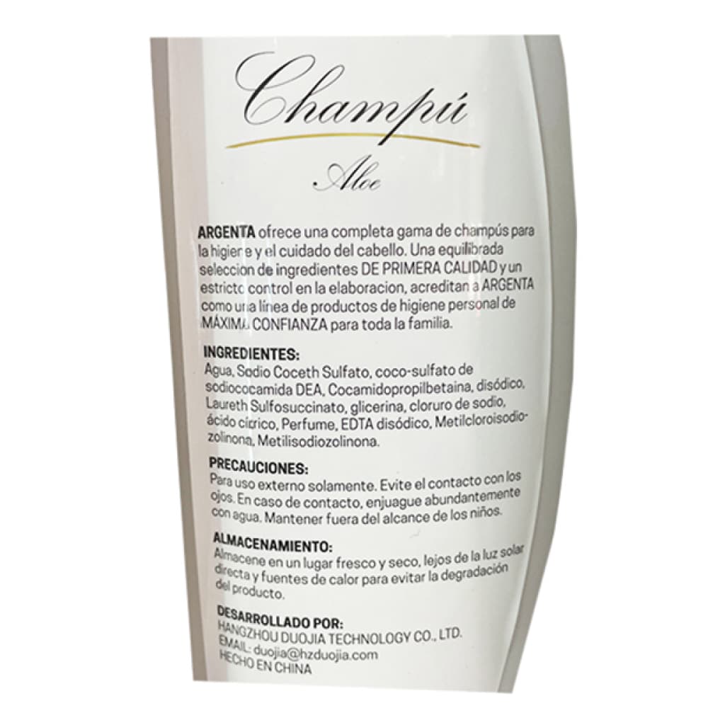 Champú de aloe Argenta (400 ml / 14.08 oz) - Miniatura 2