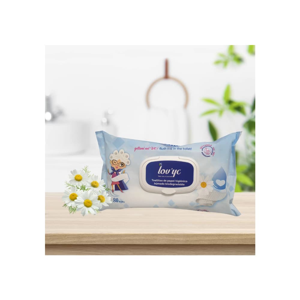 Toallitas de papel higiénico húmedo biodegradables Lov’yc (4 x 80 U) - Miniatura 5