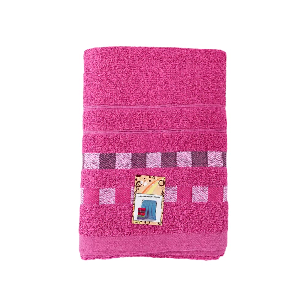 Toalla de baño grande color rosado oscuro 70 cm x 140 cm Jacquard - Miniatura 1