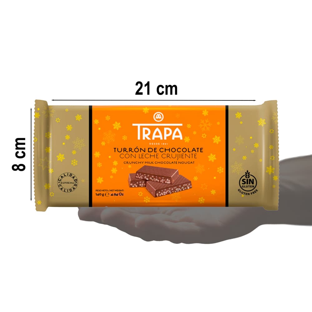 Turrón de chocolate con leche crujiente Trapa (140 g / 4.94 oz) - Miniatura 4