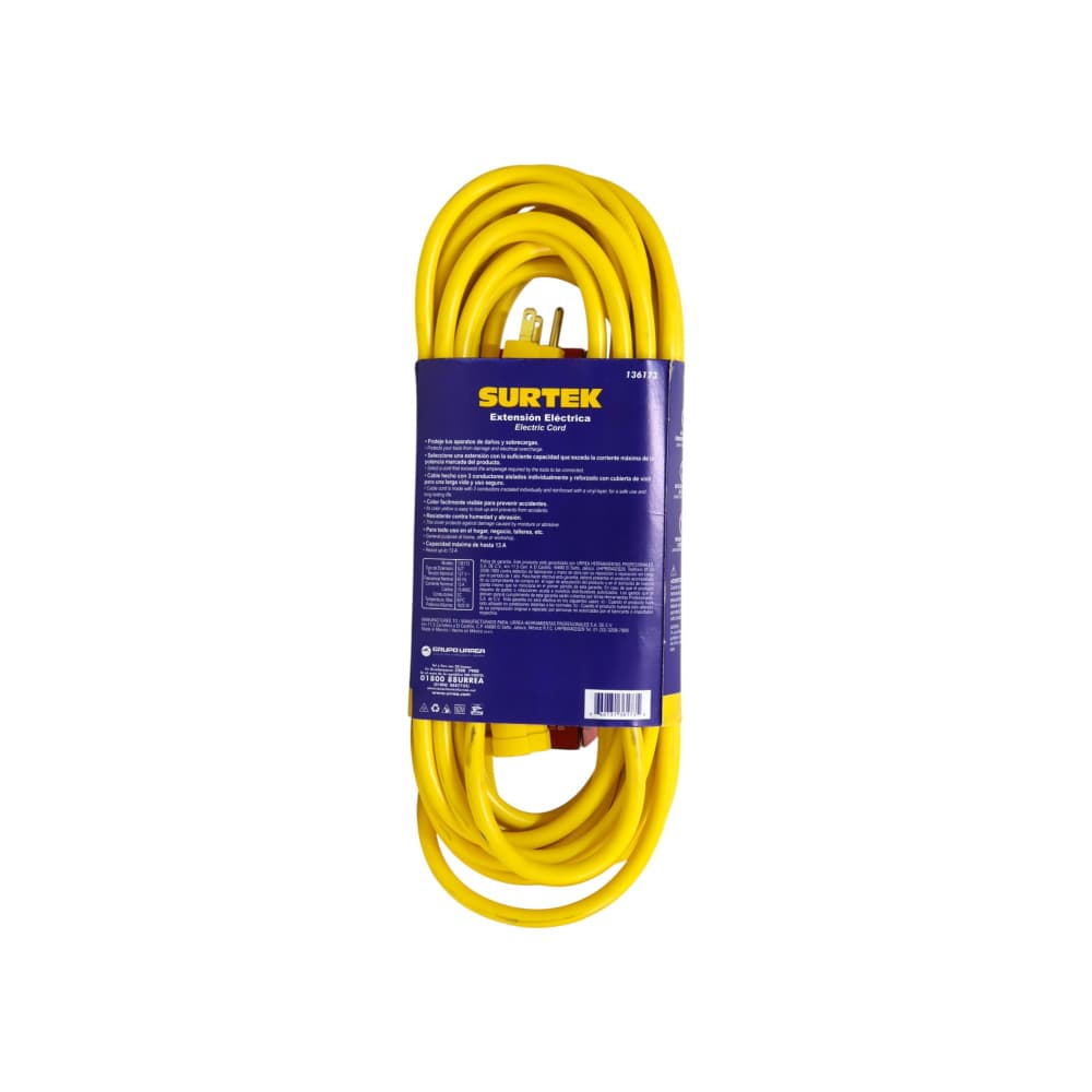 Extensión eléctrica uso rudo color amarillo 10 m Surtek 136173 - Miniatura 3