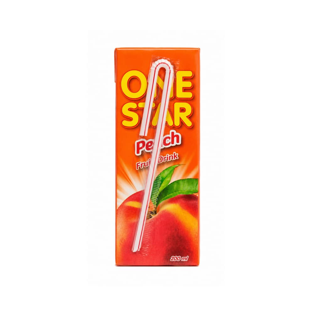 Caja de jugo sabor melocotón One Star (27 x 200 ml) - Miniatura 2