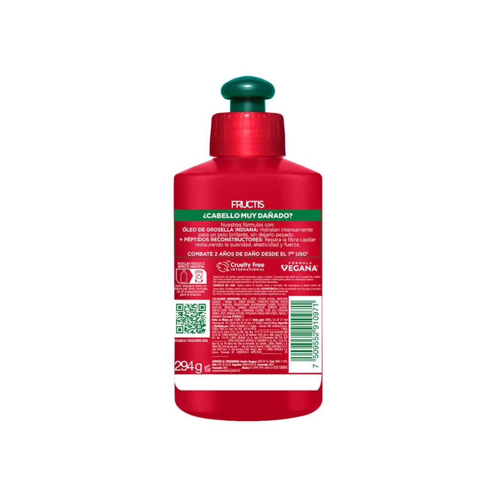 Crema para peinar Borrador de Daño Post Química Garnier Fructis (300 ml) - Miniatura 2