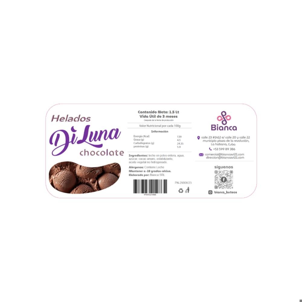 Helado sabor chocolate DiLuna (1.5 L) - Miniatura 3