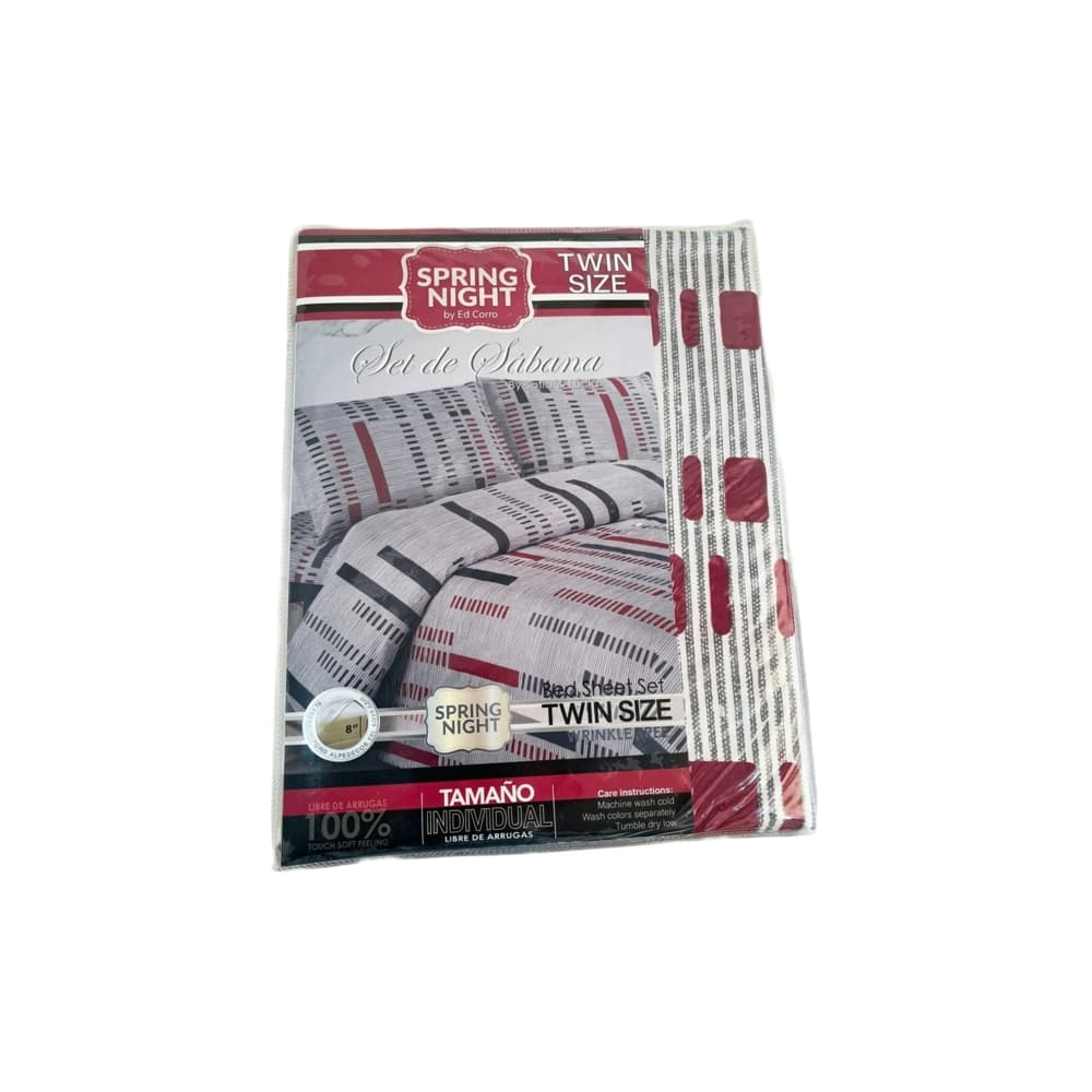 Juego de sábanas tamaño individual de 3 piezas diseño cuadros rojos Spring Night - Miniatura 1