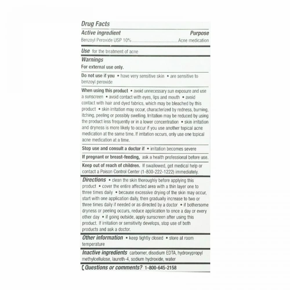 Medicación para la acné. Gel de peróxido de benzoilo 10 % Rugby (60 g / 2.1 oz) - Miniatura 2