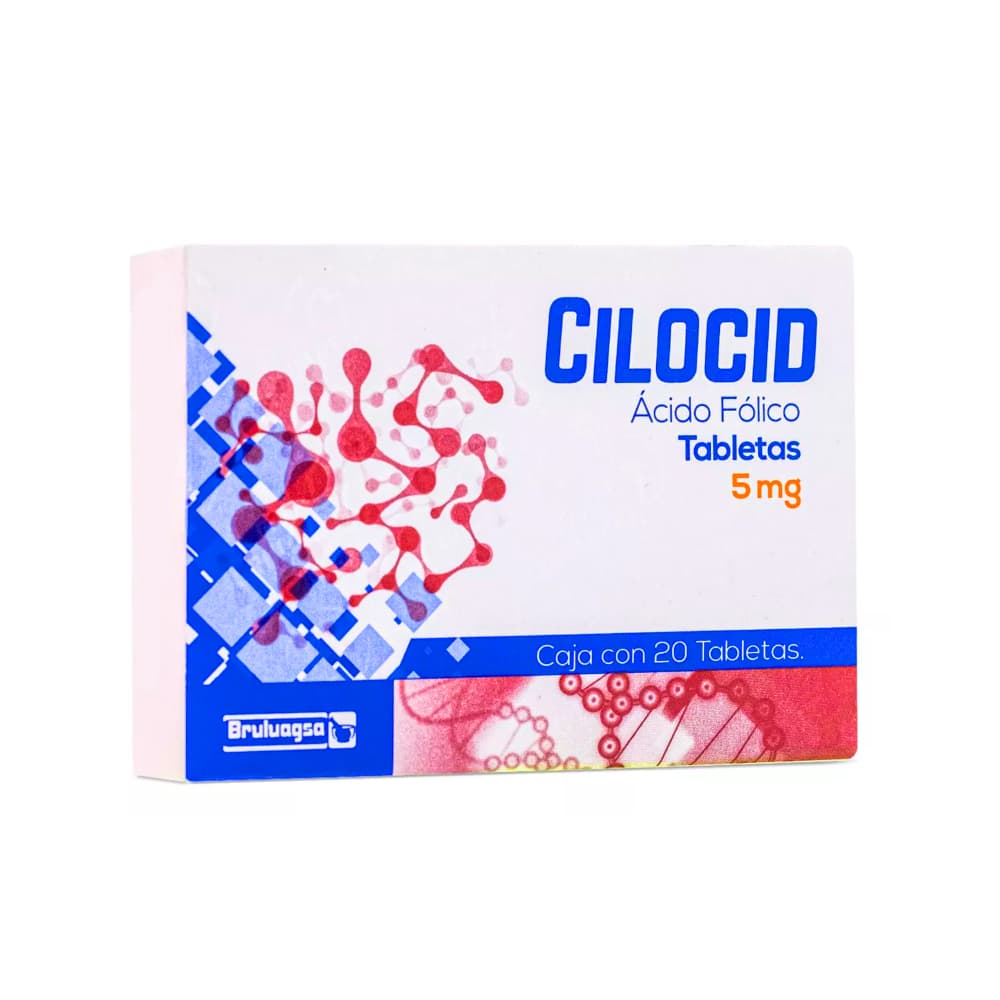 Cilocid. Ácido Fólico 5 mg (20 tabletas) - Miniatura 1