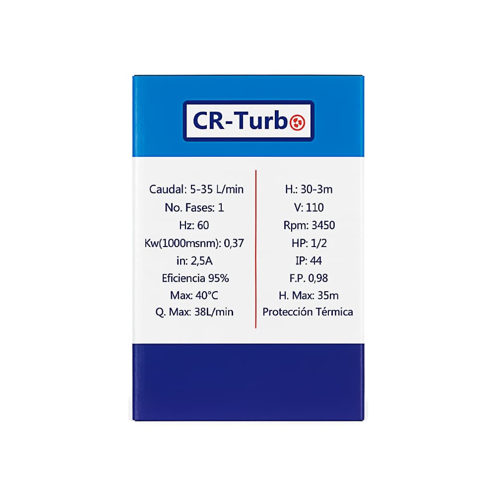 Bomba de agua periférica de 1/2 HP CR - Turbo TR - 60 - Miniatura 3
