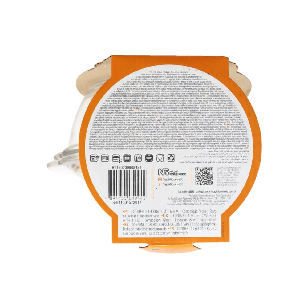 Fuente de cristal redonda con tapa 1.3 L Sempre - Miniatura 4