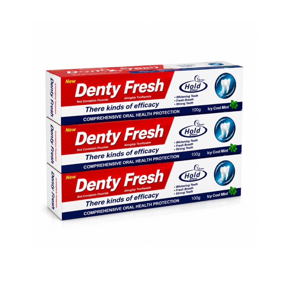 Pasta dental extra mentolada Denty Fresh (3 x 100 g / 3.5 oz) - Miniatura 1