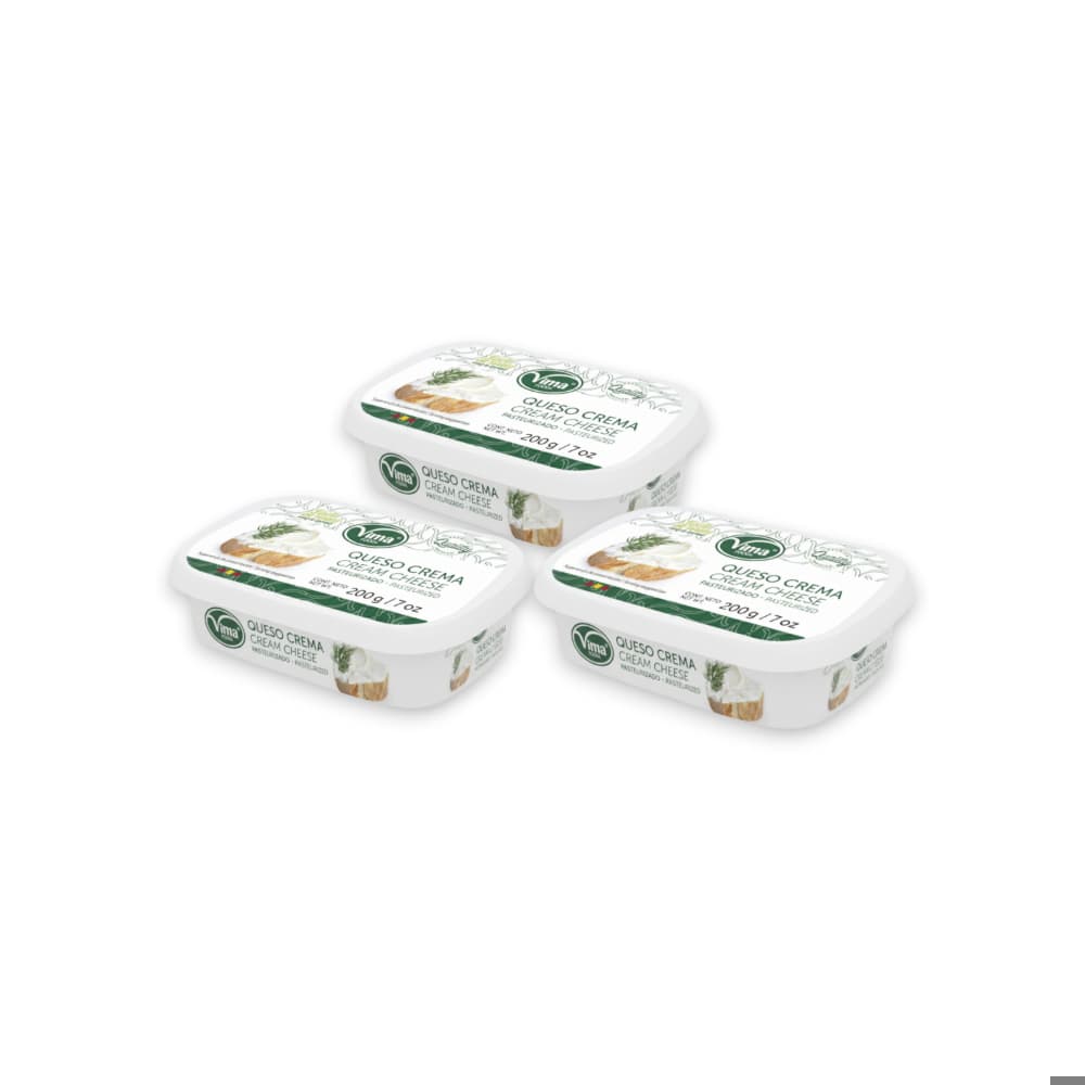 Queso crema pasteurizado Vima Foods (3 x 200 g / 7 oz) - Imagen 1