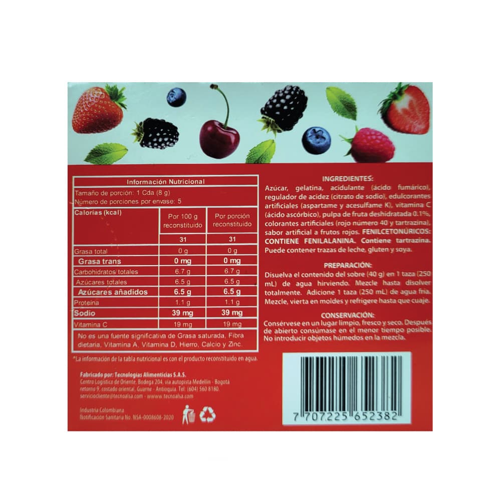 Gelatina sabor a frutos rojos Boom (40 g / 1.4 oz) - Miniatura 3
