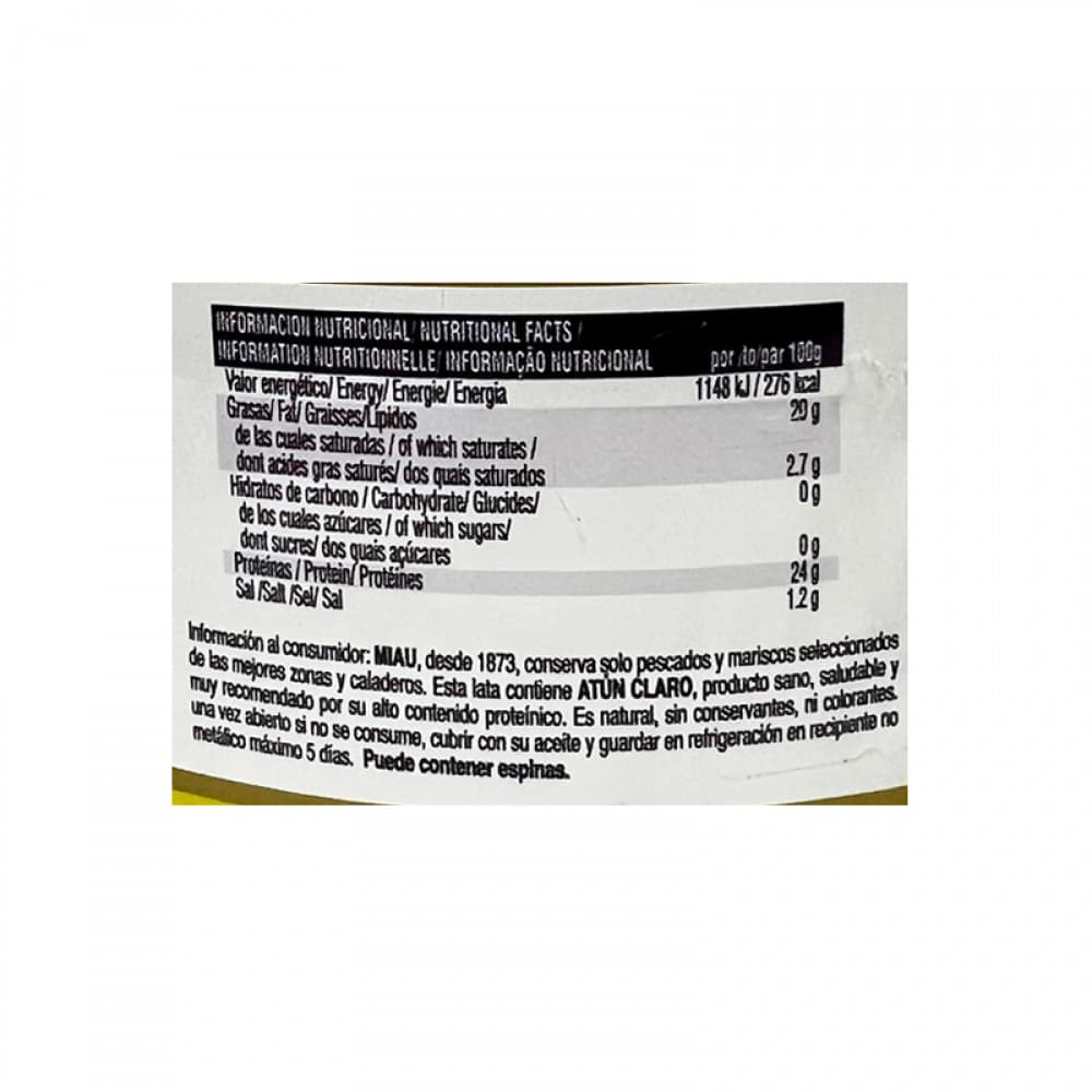 Atún claro en aceite de girasol Miau (900 g / 1.98 lb) - Miniatura 3