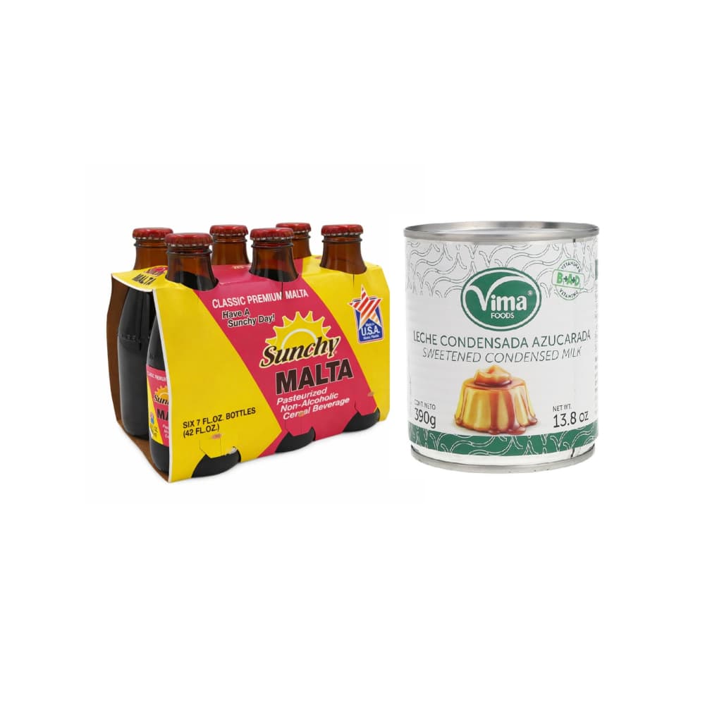 Leche condensada azucarada Vima Foods (390 g / 13.8 oz) y Malta Sunchy (6 x 207 ml / 7 fl oz) - Miniatura 1