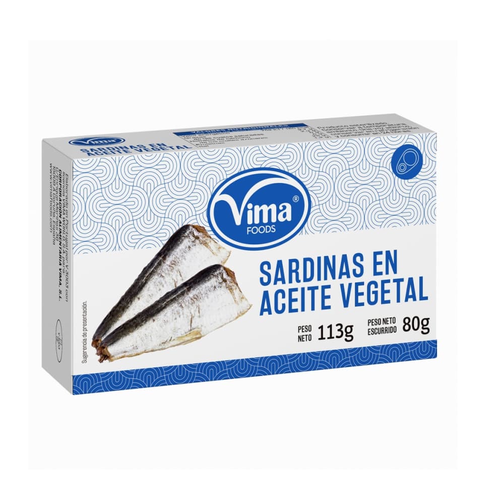 Sardinas en aceite vegetal Vima Foods (113 g / 3.98 oz) - Imagen 1