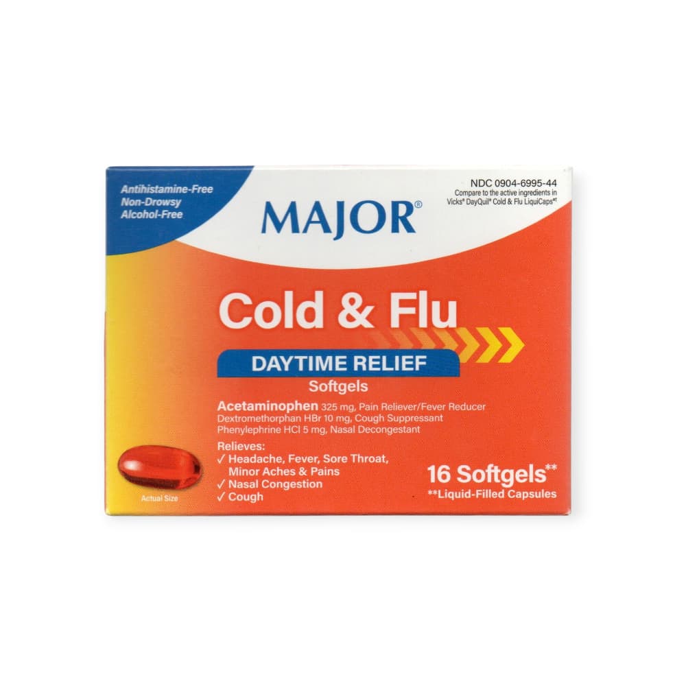 Alivio diurno para el resfriado y la gripe Major (16 cápsulas blandas) - Imagen 1