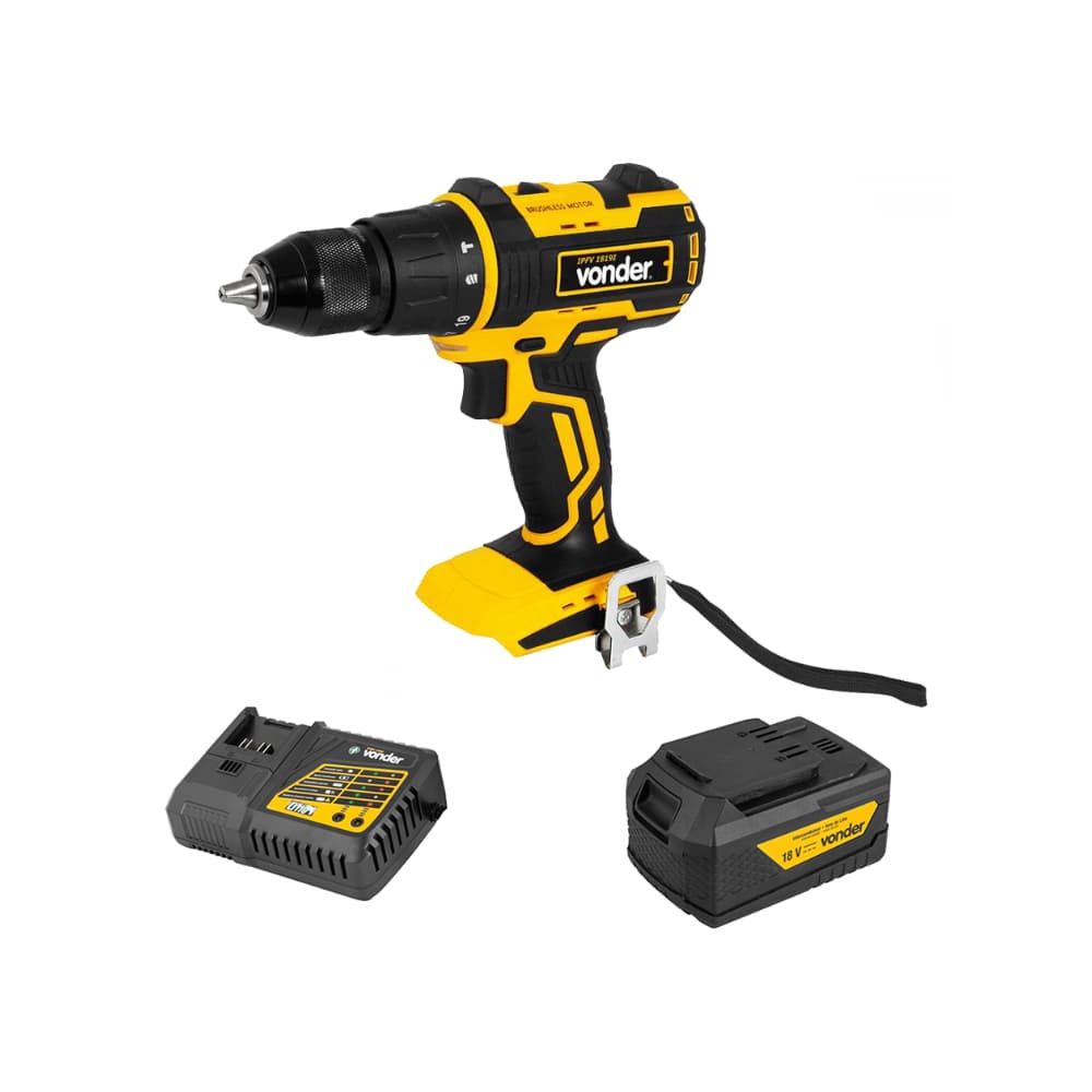 Taladro atornillador eléctrico portátil de impacto 1/2'' de 18 V IPFV1819I + Batería 18 V 4 Ah - iones de litio IBV 1804 + Cargador de batería rápido de 18 V ICBV1806 Vonder - Imagen 1