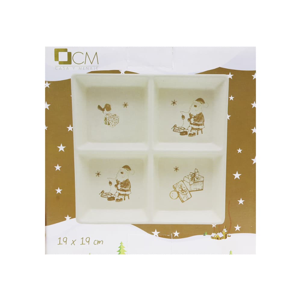 Entremesera de cerámica con decoración dorada para Navidad 19 cm Casa y Menaje - Miniatura 3