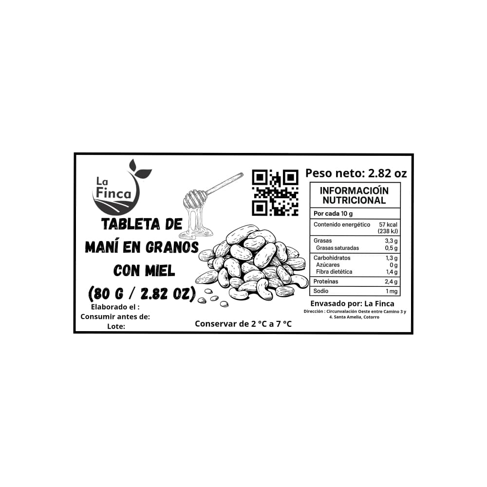 Tableta de maní en grano La Finca (80 g / 2.82 oz) - Miniatura 3