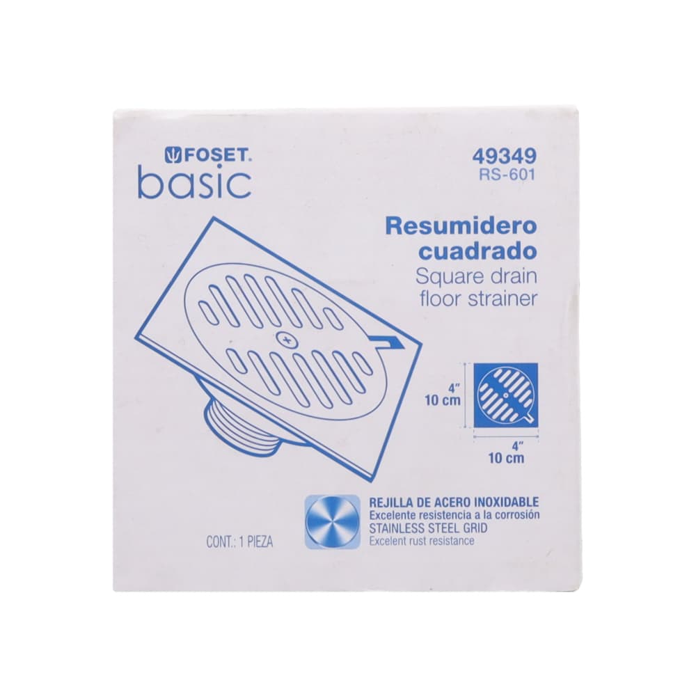 Rejilla de acero inoxidable 4" x 4" FOSET RS-601 - Miniatura 2